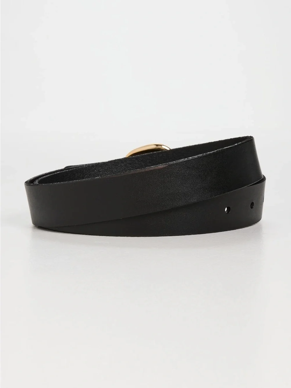 Madewell Women's Sculpted-Buckle Leather Belt, Black, L